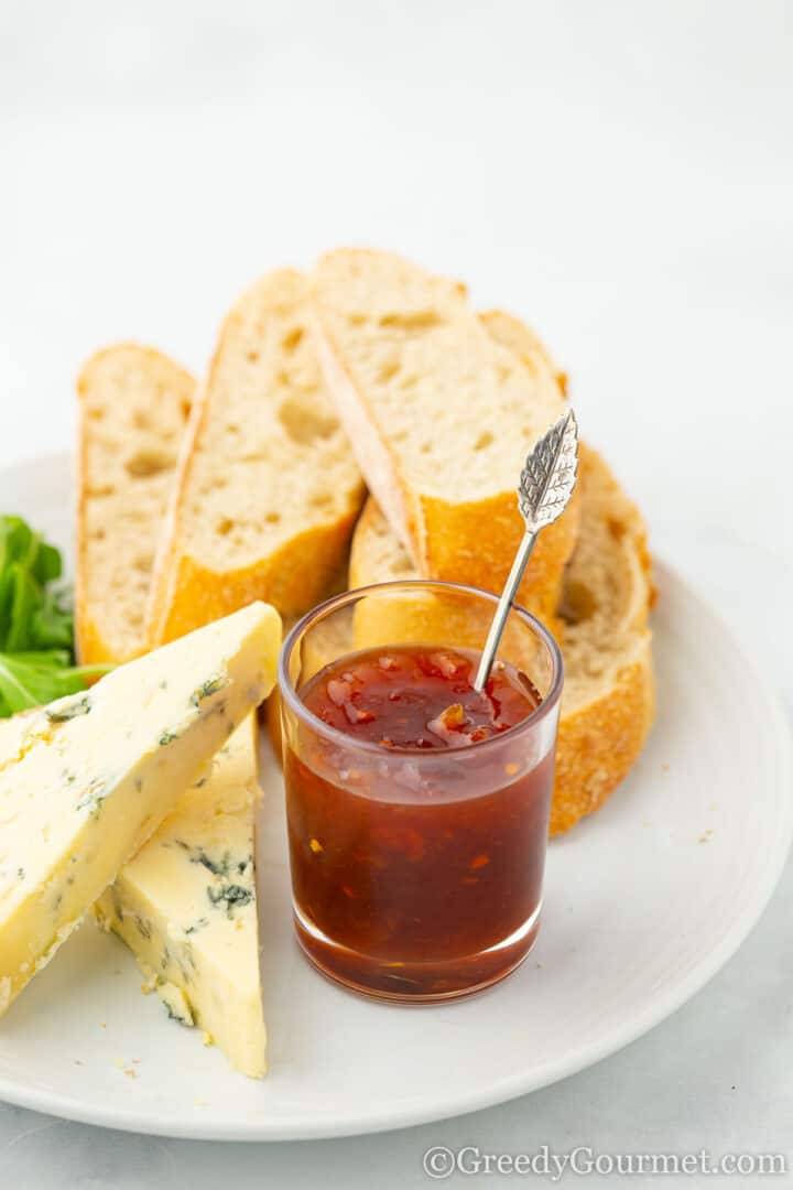 Mrs Balls Chutney with bread and blue cheese