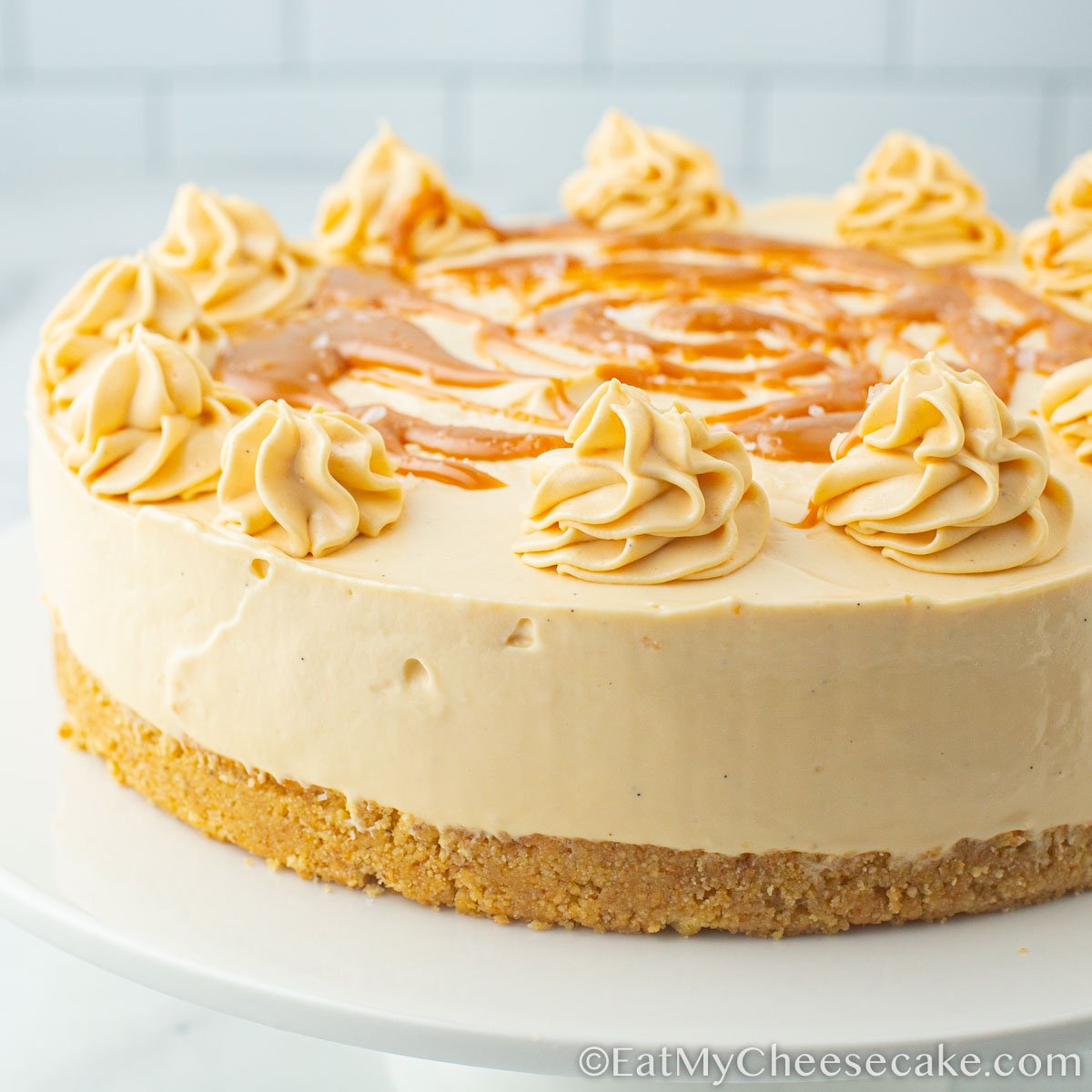 No Bake Salted Caramel Cheesecake Greedy Gourmet