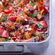 Close up of seasoned and baked chicken