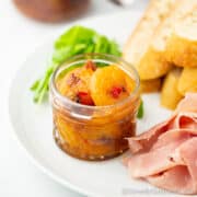 Jar of a fresh dried apricot chutney