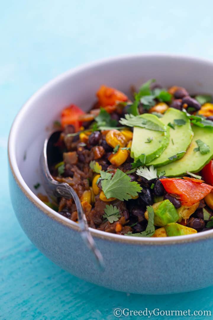 Mexican Omelette ingredients in bowl, ready for egg