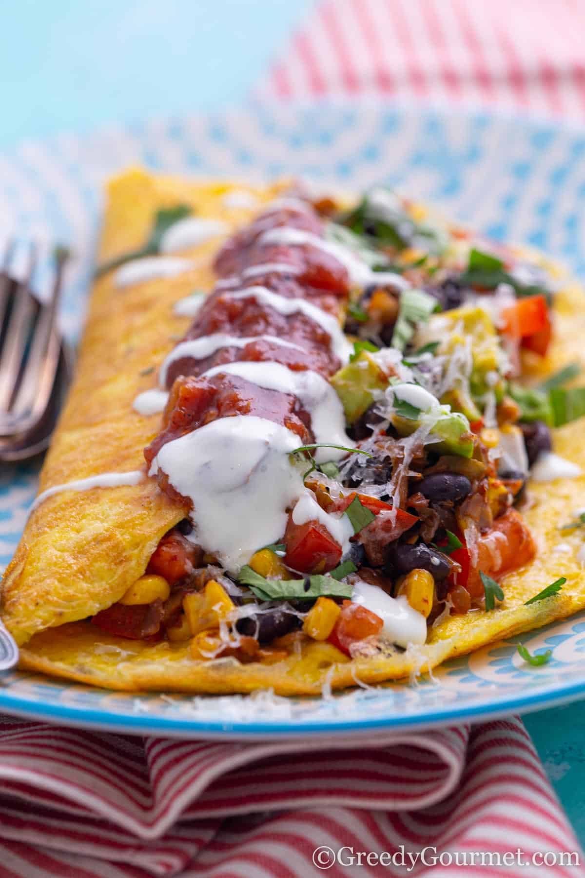Plate of a mexican style omelette