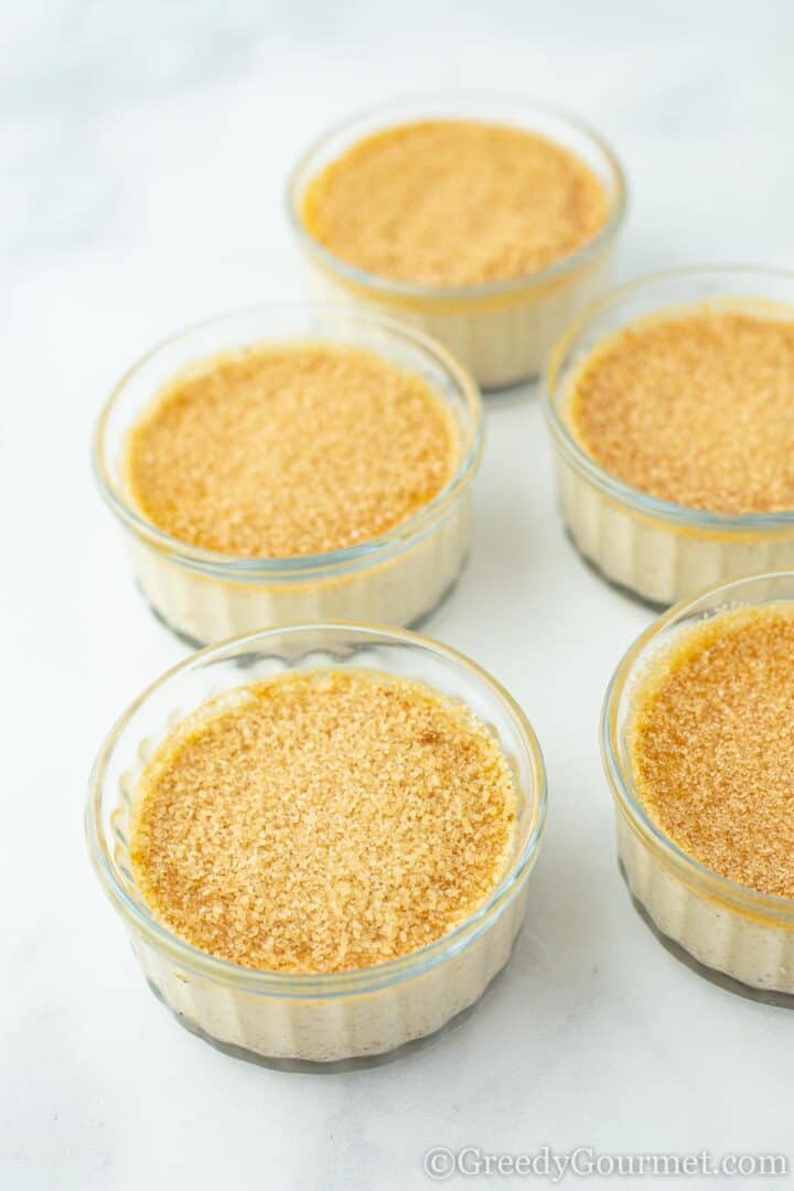 Eggnog crème brûlée uncooked