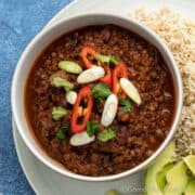 Fresh bowl of eggplant chili