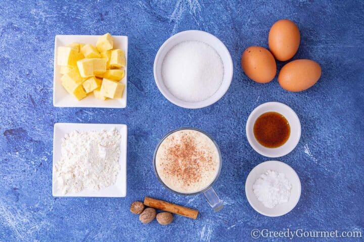 ingredients for eggnog cookies.