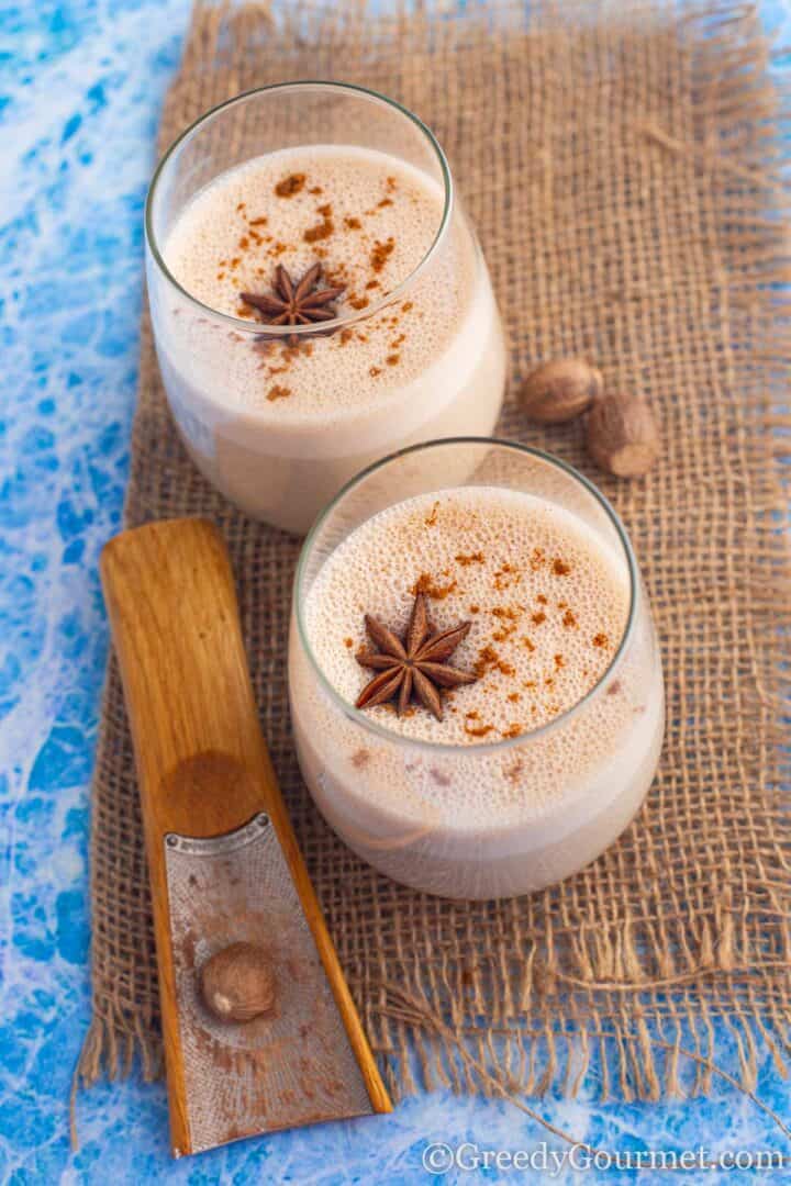 vegan eggnog served with spices.