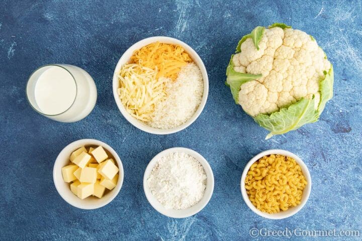 ingredients for Cauliflower Cheese Pasta.