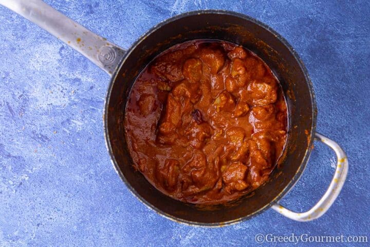 curry base in a cooking pot.