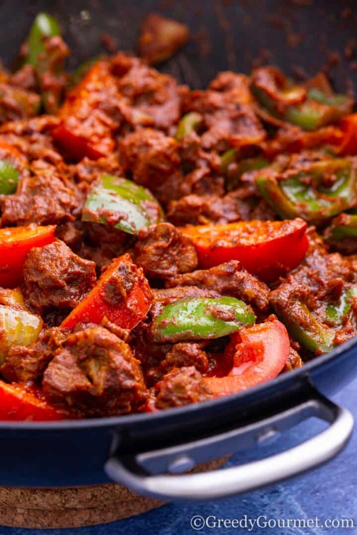 lamb balti in a wok.