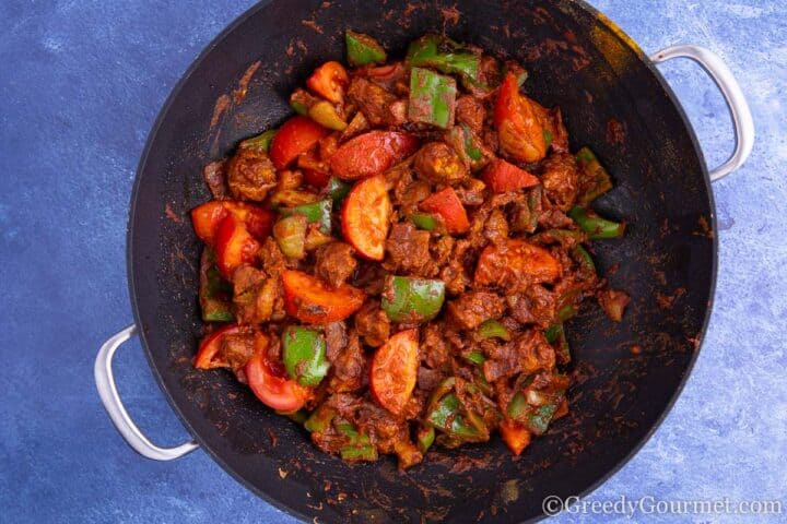 lamb balti in a wok.