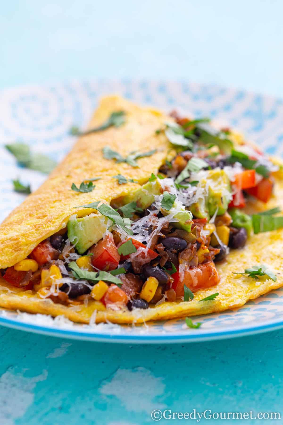 parmesan topped Mexican omelette.