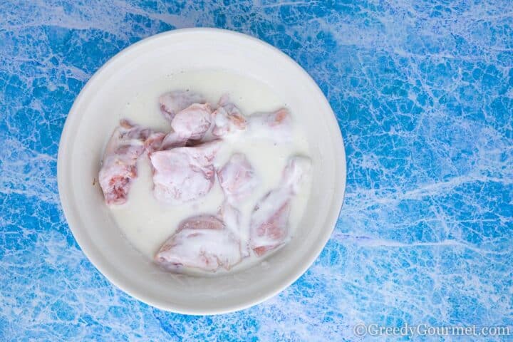 soaking chicken in buttermilk.