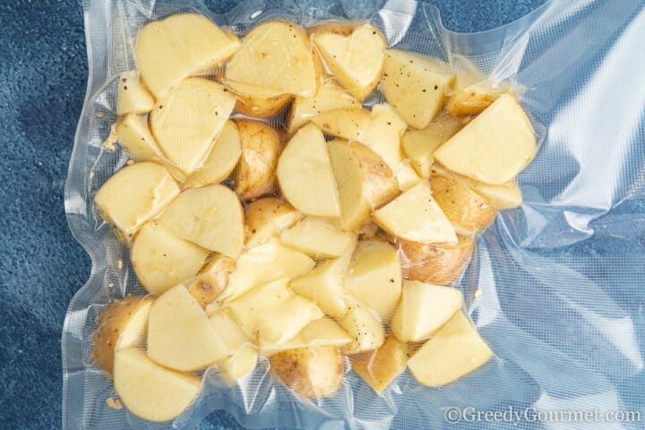 vacuumed raw potatoes.