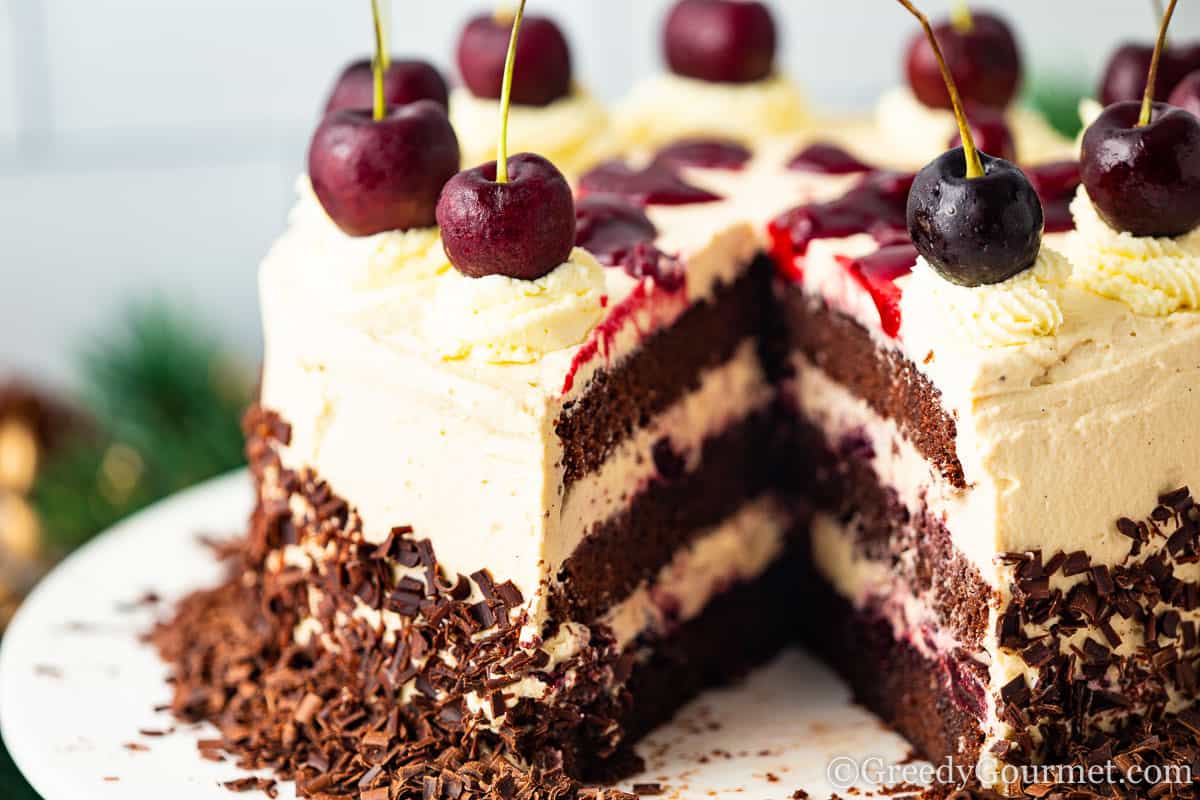 Slice removed from a cake Amarula recipe.