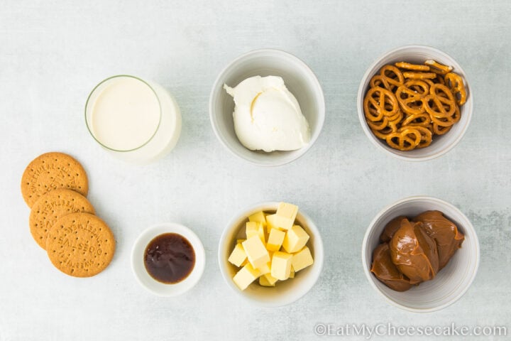 ingredients for Dulce De Leche Cheesecake.