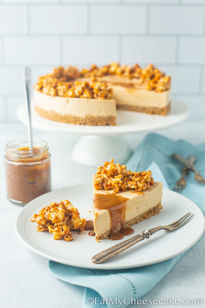 cheesecake with caramel sauce.