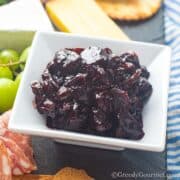 cherry chutney in square bowl