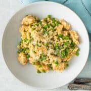 Chicken and pea risotto.