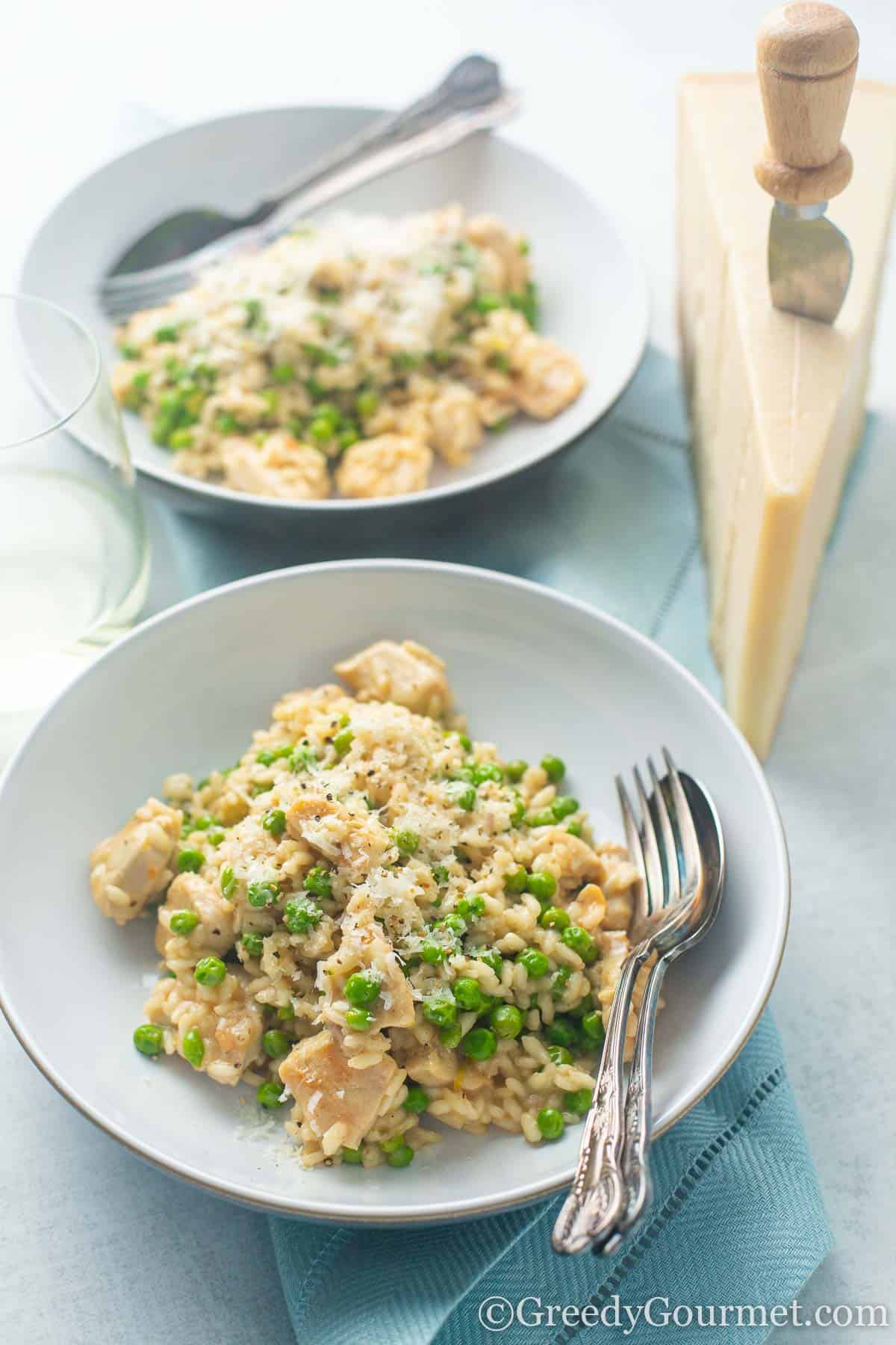 Chicken And Pea Risotto An Italian Recipe Greedy Gourmet