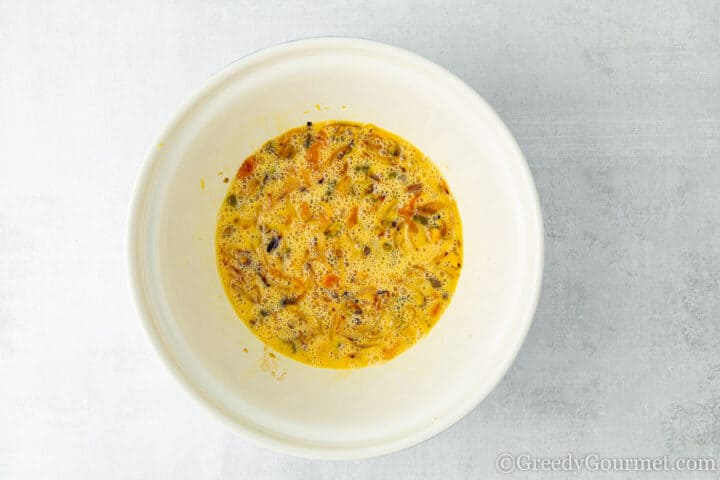 Bowl full of stuffing mixture