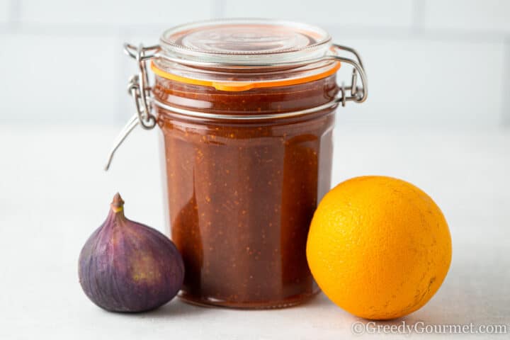 Fig and Orange Sauce in glass jar