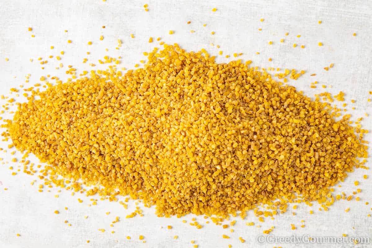 Crumbled yellow bulgur wheat.