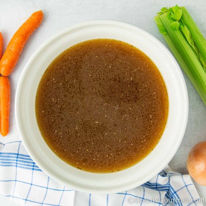 Bowl of a turkey soup base