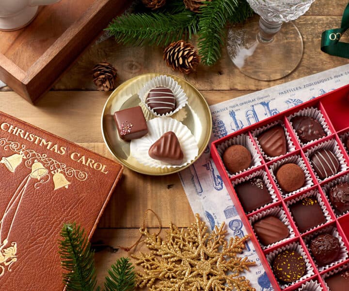 Box and tin of Rococo chocolates