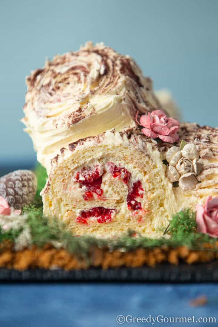 Delicious Christmas Yule Log Sheet Cake - Baking with Blondie