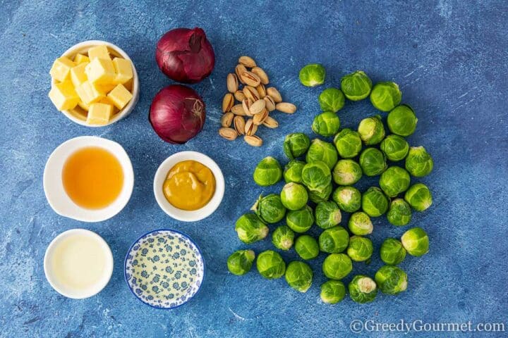 ingredients for caramelized brussels sprouts.