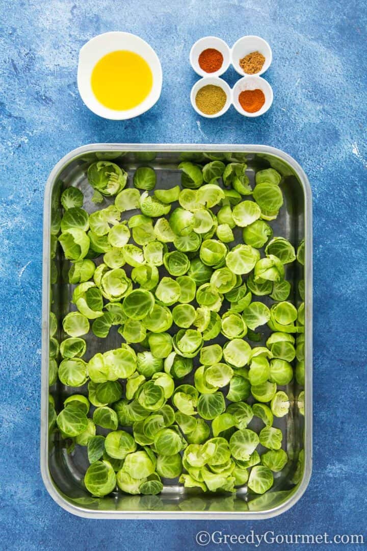 ingredients for brussels sprouts chips.