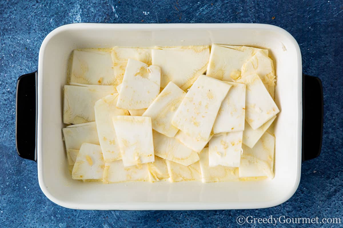 celeriac layer of celeriac gratin.