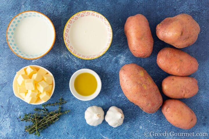 Ingredients for Roasted Garlic Mashed Potatoes.