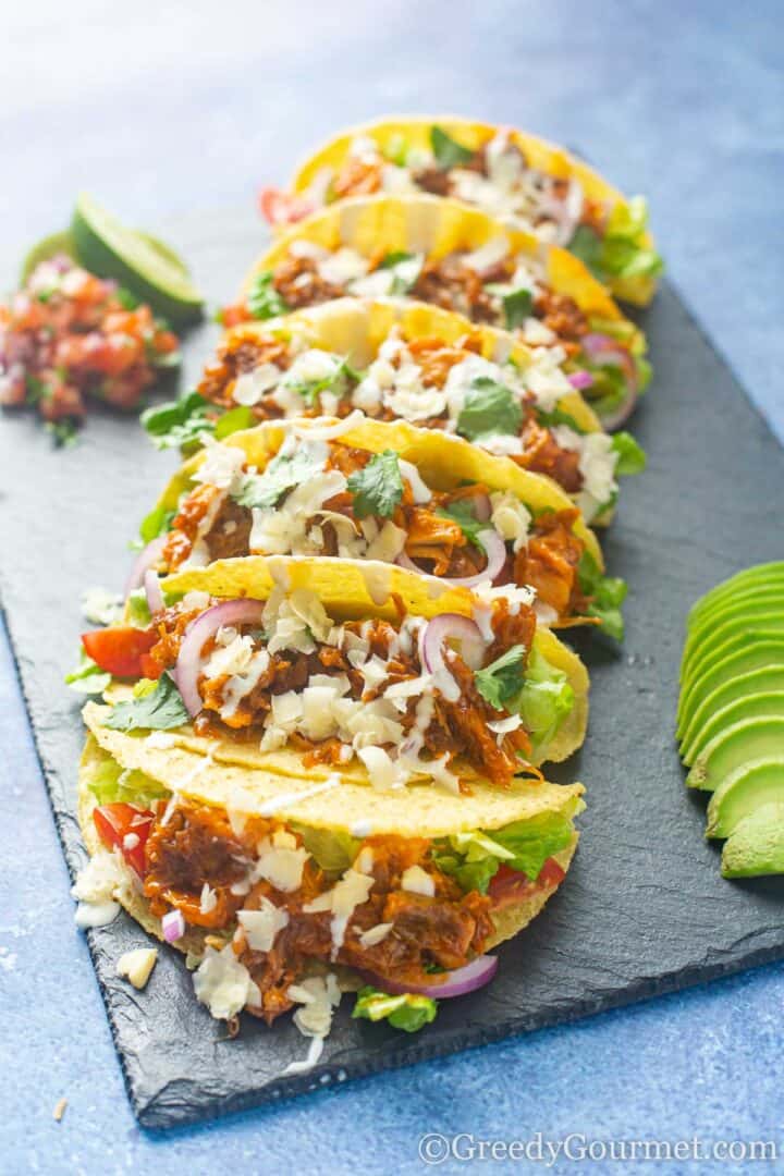 leftover turkey tacos ready to be served