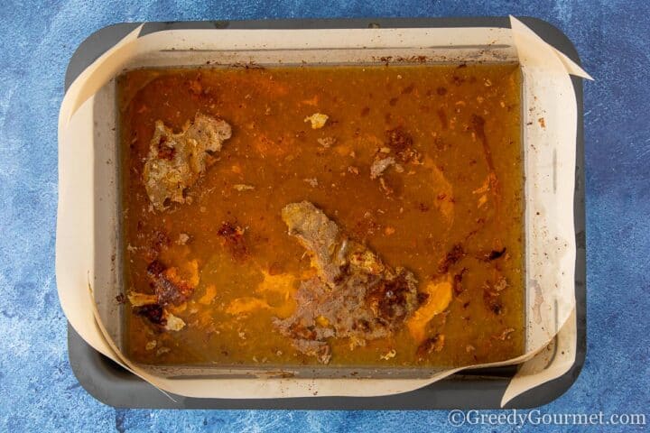 tray of turkey drippings.