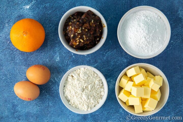 ingredients for mincemeat tart,