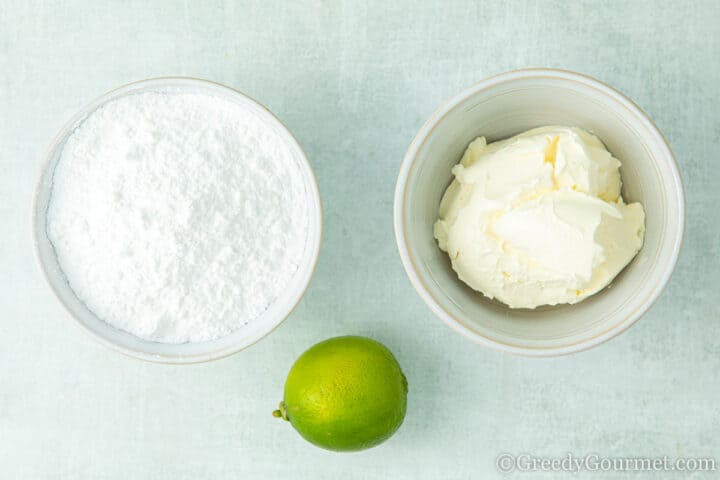 Ingredients for lime icing. 
