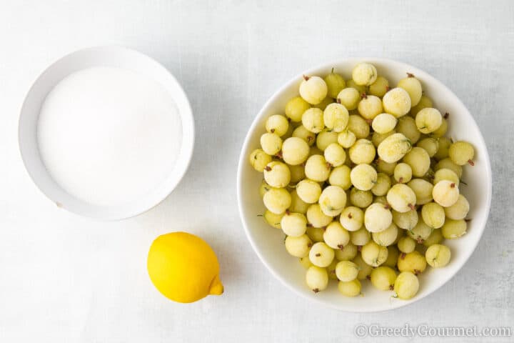 Ingredients for gooseberry jam. 