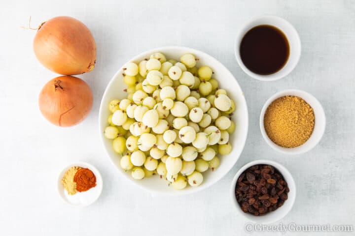 ingredients for gooseberry chutney.