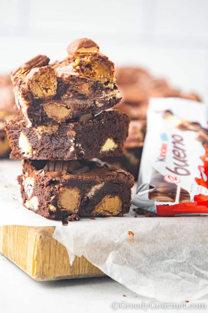 Kinder bueno brownie slices. 