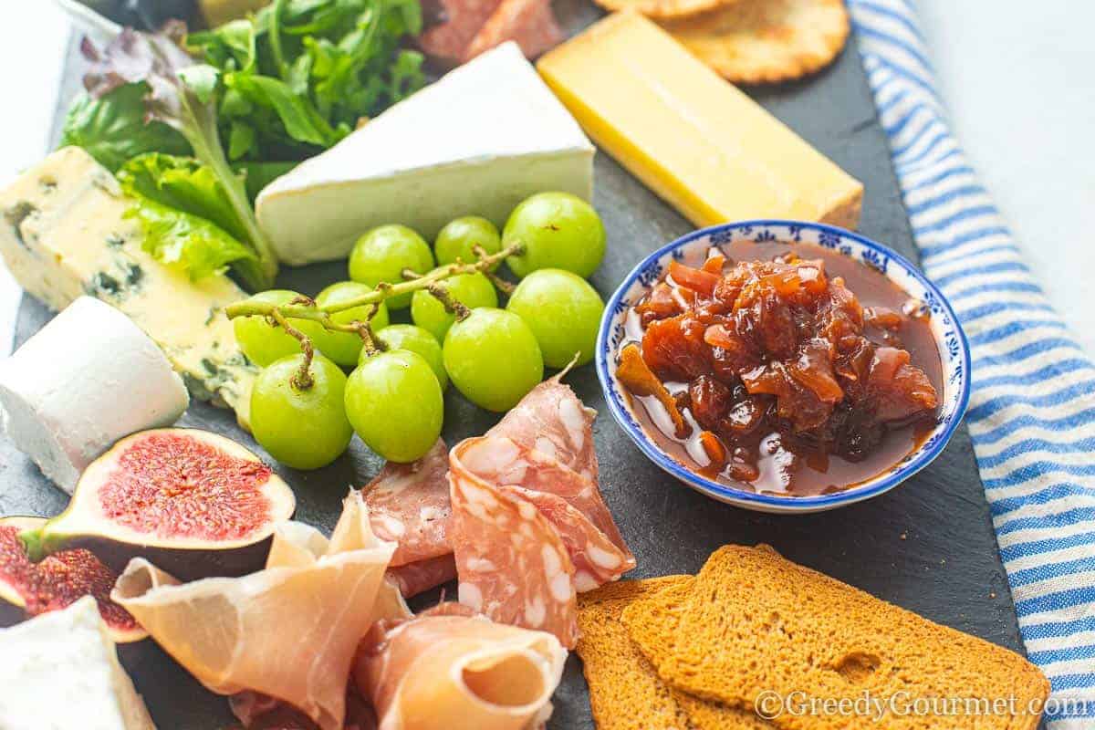 Orange chutney cheeseboard.