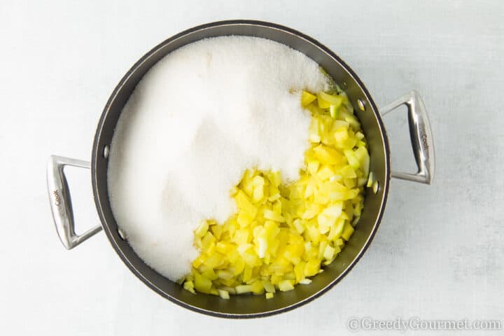 Cooked marrow and lemon covered in sugar