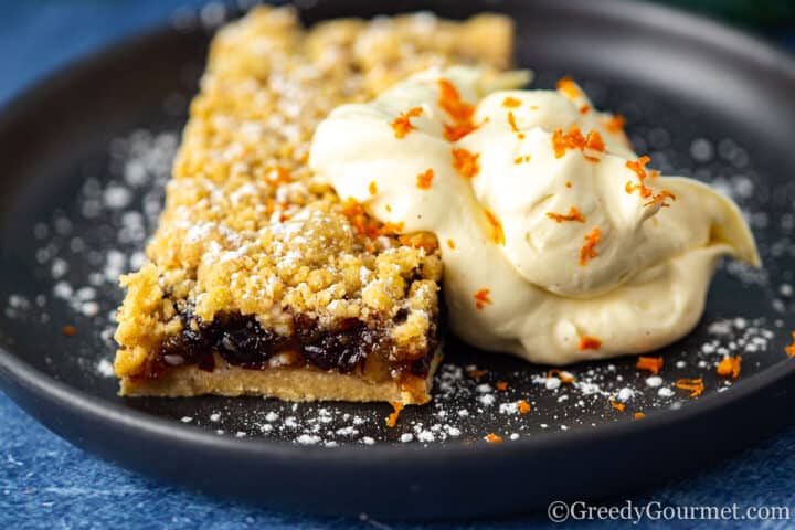 eggnog ice cream on a plate with a pastry