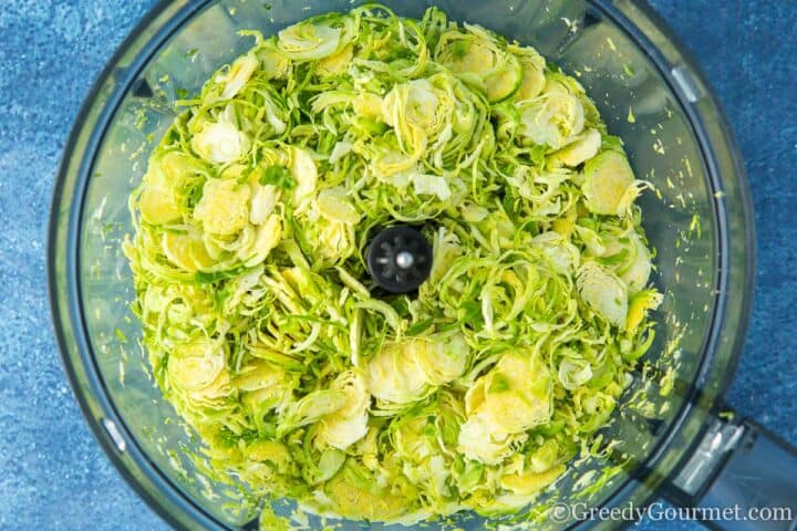 brussels sprouts in food processor.