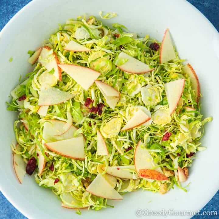 brussels sprouts salad in a bowl.