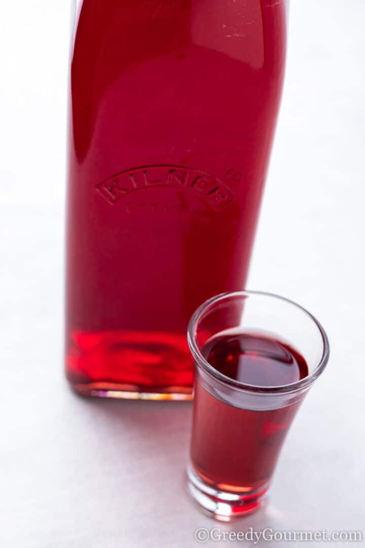 shot of sloe vodka.