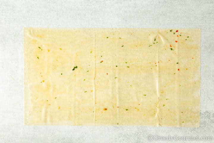 flavoured filo pastry sheet.