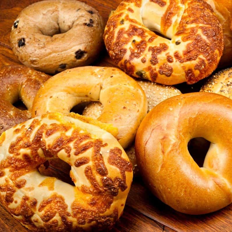 Assortment of fresh bagels.