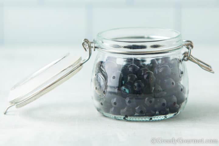 jar of sloe berries.