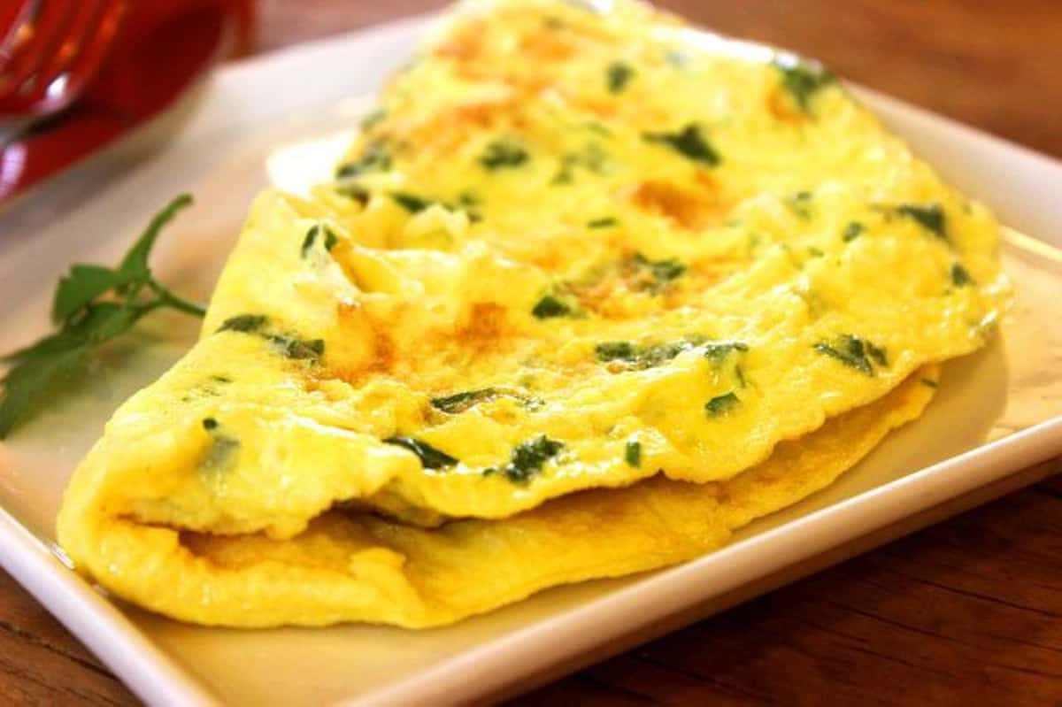 Omelette with herbs.